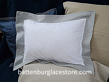 Baby Pillow Sham.White with "High Rise" Gray border.12x16 pillow - Click Image to Close